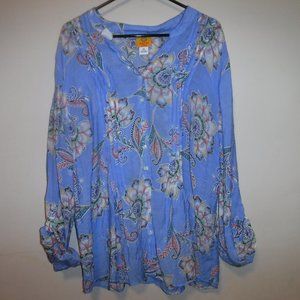Ruby Rd. Blue Floral Blouse